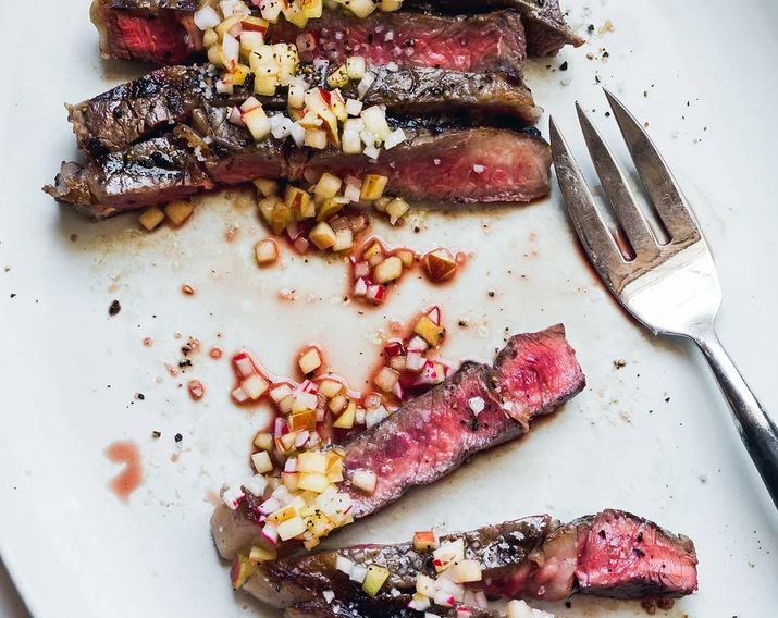 Read more about the article Grilled Rib Eye Steaks with Apple-Radish Vinaigrette