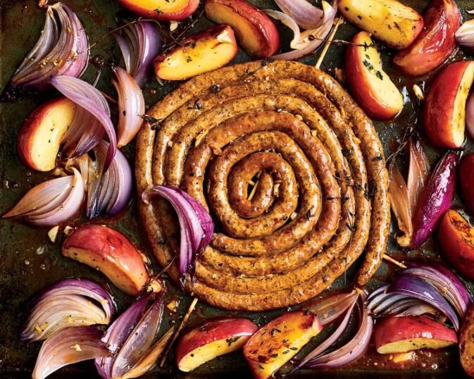 Read more about the article Roasted Merguez Sausage with Apples and Onions